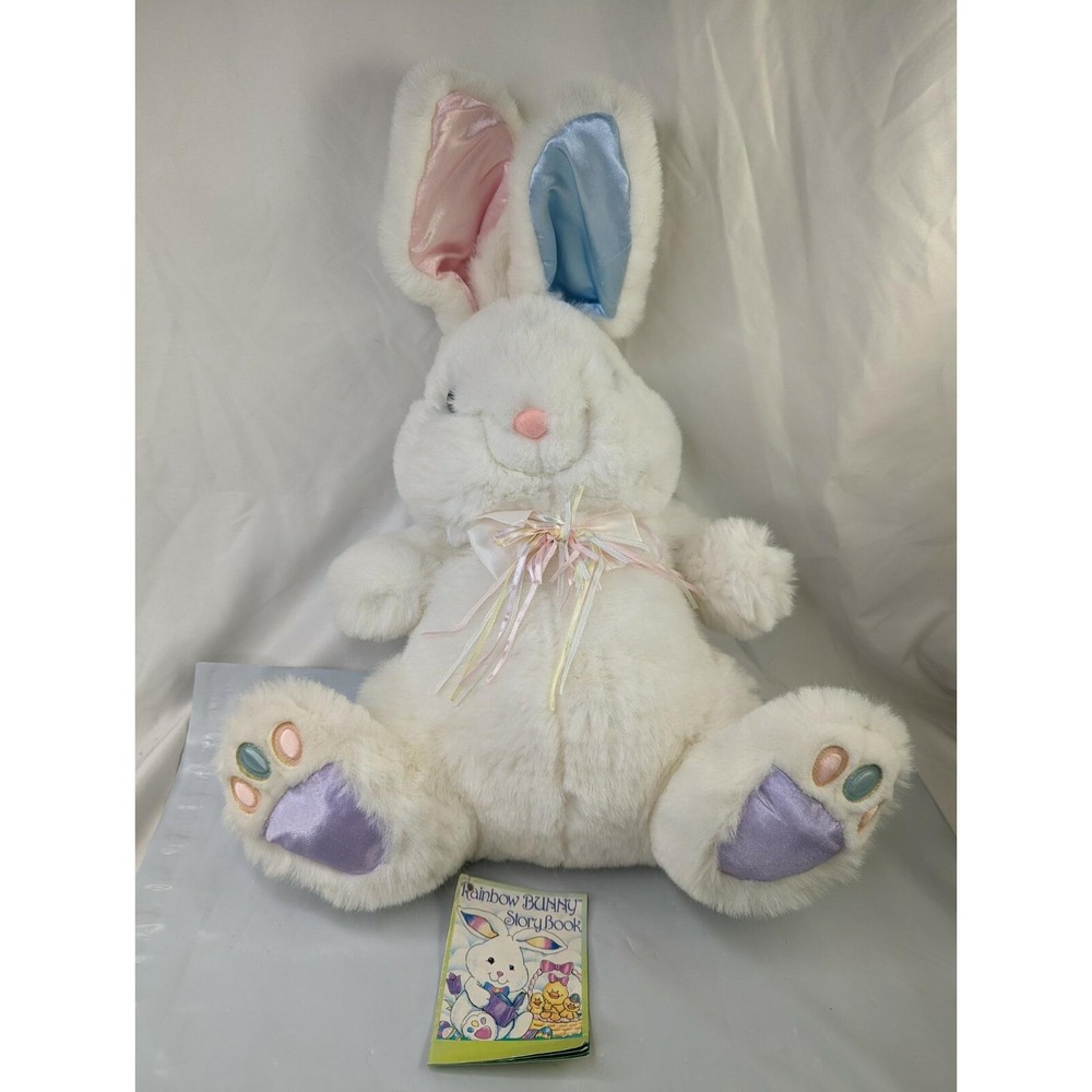 White Rabbit Plush Rainbow Bunny Pastel Ears Feet 20 Inch Tb Trading Co Stuffed